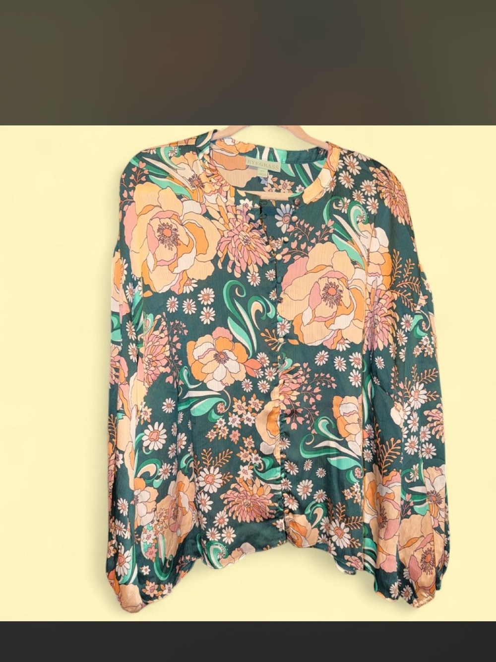 Rye Floral Blouse - Teal & Peach